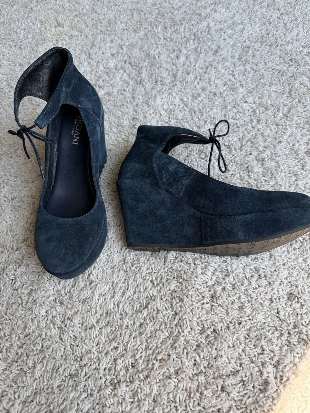 Cordani Navy Suede Lace-Up Heels